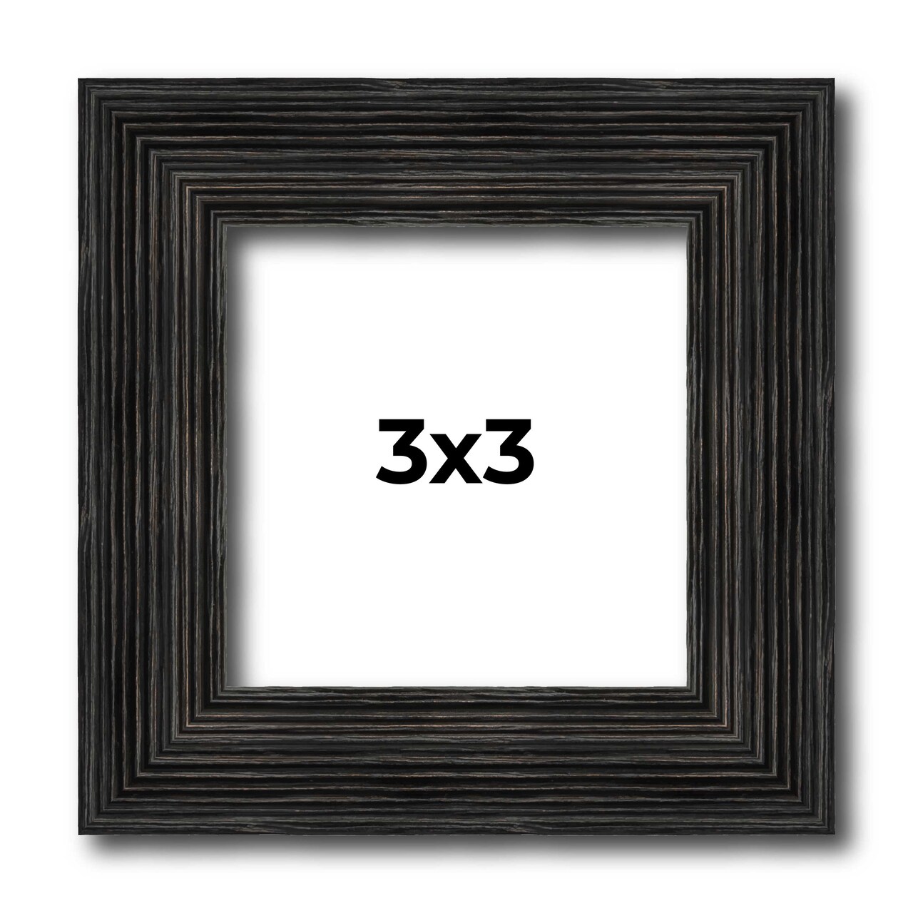 3x3 Thin Barnwood Picture Frame with UV-Resistant Acrylic & Acid Free Backing, Available in 2 Paint Finishes - Grey and Black
